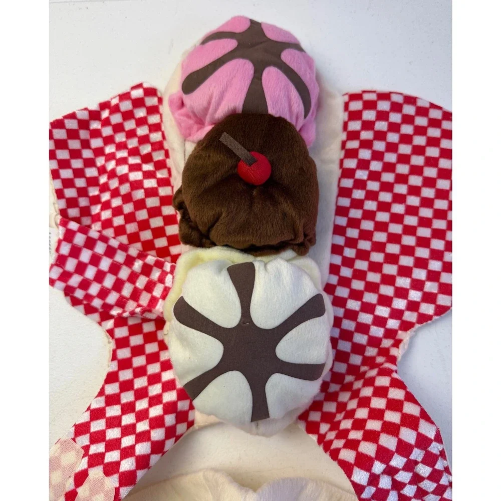 Small Ice Cream Sundae Pet Dog Costume Red White Checkered Halloween Whimsical